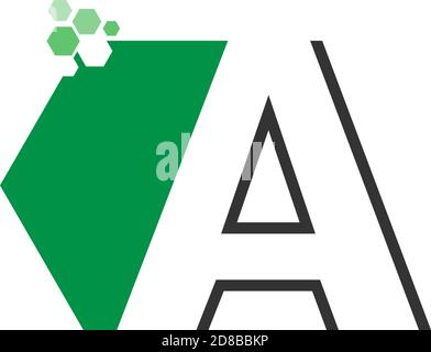Letter A on hexagon icon design concept Stock Vector