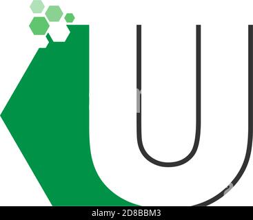 Letter U on hexagon icon design concept Stock Vector
