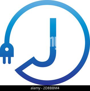 Power cable forming letter J logo icon Stock Vector