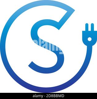 Power cable forming letter S logo icon Stock Vector
