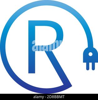Power cable forming letter R logo icon Stock Vector