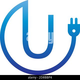 Power cable forming letter U logo icon Stock Vector