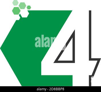 Number 5 on hexagon icon design concept Stock Vector