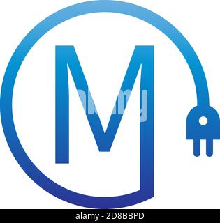 Power cable forming letter M logo icon Stock Vector