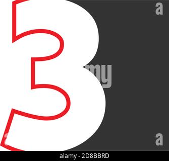 Number 3 on square design concept Stock Vector