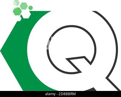 Letter Q on hexagon icon design concept Stock Vector