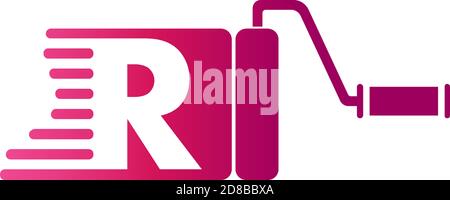 Paint logo letter R  design concept Stock Vector