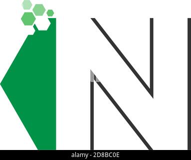 Letter N on hexagon icon design concept Stock Vector