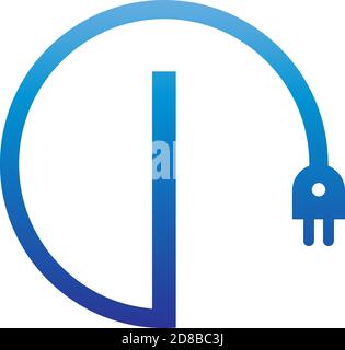 Power cable forming letter I logo icon Stock Vector