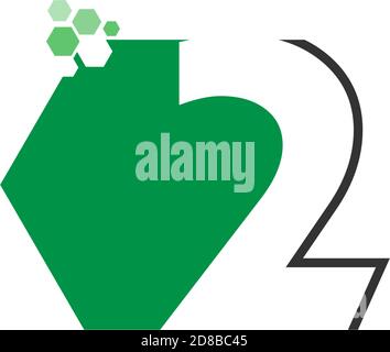 Number 2 on hexagon icon design concept Stock Vector