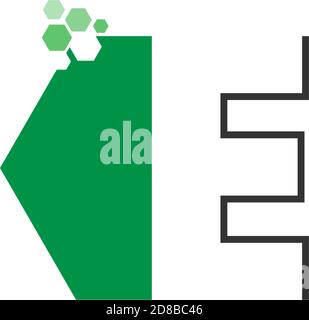 Letter E on hexagon icon design concept Stock Vector
