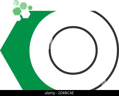 Letter O on hexagon icon design concept Stock Vector