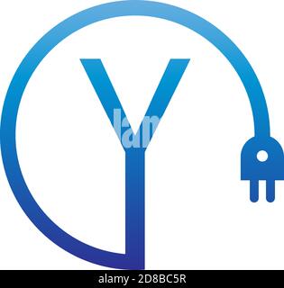 Power cable forming letter Y logo icon Stock Vector