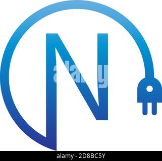 Power cable forming letter N logo icon Stock Vector