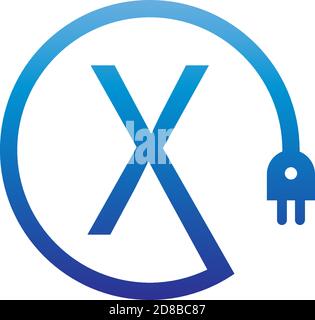 Power cable forming letter X logo icon Stock Vector