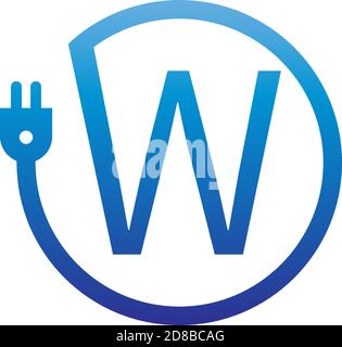 Power cable forming letter W logo icon Stock Vector