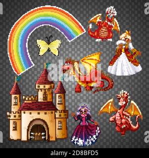 Set of folk fantasy elements isolated on transparent background ...