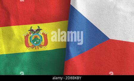 Czech Republic and Bolivia two flags textile cloth 3D rendering Stock Photo