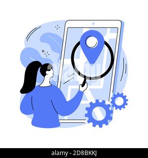 Mobile tracking soft abstract concept vector illustration. Stock Vector