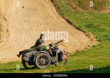 Glogow,Poland 7 April 2019 - reconstruction of the battle of the Second World War,staging of the 74th Anniversary of the Fight for Glogow from 1945 Stock Photo