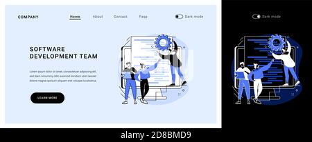 Software development team vector concept landing page. Stock Vector