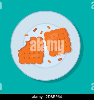 cracker biscuit on plate for pastry food concept vector illustration Stock Vector