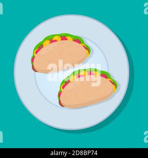 taco on plate for food concept vector illustration Stock Vector