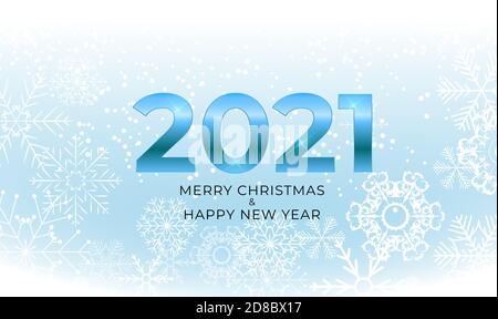 2021 New Year and Merry Christmas Background with Glossy Fireworks. Vector Illustration EPS10 Stock Vector