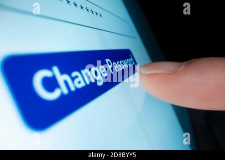 Macro shot of clicking changing password button Stock Photo