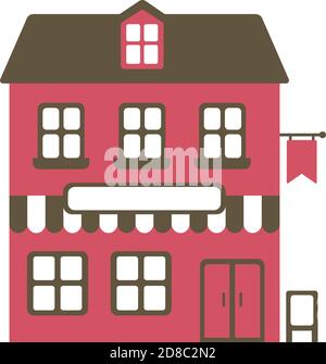 cartoon small shop flat design illustration (front view) Stock Vector