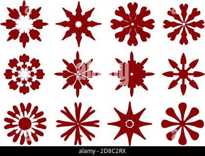 Vector illustration of abstract eight petal floral designs. Stock Vector