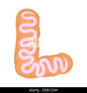 Set of alphabet letters and numbers symbols festive christmas gingerbread cookies cakes with icing. funny cartoon font vector illustration isolated on white Stock Vector