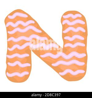 Set of alphabet letters and numbers symbols festive christmas gingerbread cookies cakes with icing. funny cartoon font vector illustration isolated on white Stock Vector