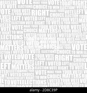 american elections vote seamless lettering pattern with democratic civil society slogans and appeal words. design for paper textile cards disposable tableware stickers Stock Vector
