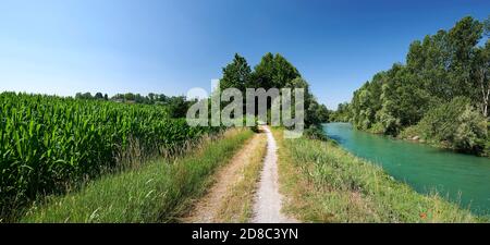 Orzinuovi  (Bs),Italy, a view of the Oglio river Stock Photo