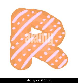 Set of alphabet letters and numbers symbols festive christmas gingerbread cookies cakes with icing. funny cartoon font vector illustration isolated on white Stock Vector
