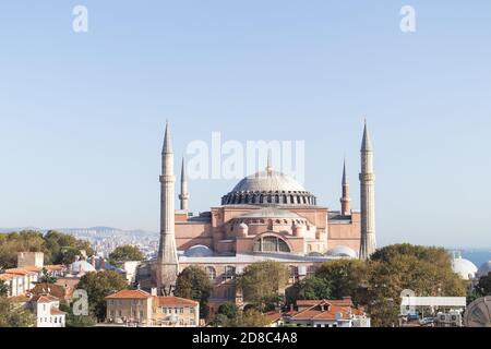 Hagia Sophia Mosque, view from the city of Istanbul Stock Photo