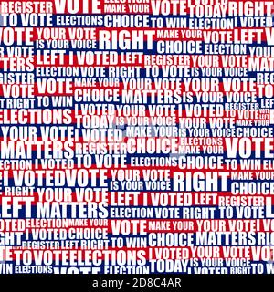 american elections vote seamless lettering pattern with democratic civil society slogans and appeal words. design for paper textile cards disposable tableware stickers Stock Vector
