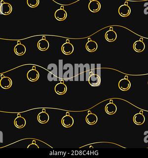 seamless christmas pattern luxury rich collection of golden minimalistic elements on dark royal grey background. endless vector illustration for packaging design wrapping paper cards gift boxes Stock Vector
