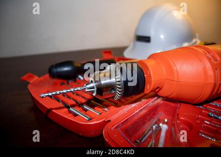 Hand tools on white background Stock Photo