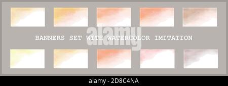 vector watercolor stains imitation of watercolor, a set of light multi-colored backgrounds for business cards posters banners office printing Stock Vector