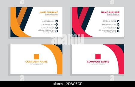 Creative and Clean Double-sided Business Card Template. Flat Design Vector Illustration. Stock Vector