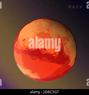 mars planet on dark purple background vector illustration for education cards books posters astronomy astrology Stock Vector
