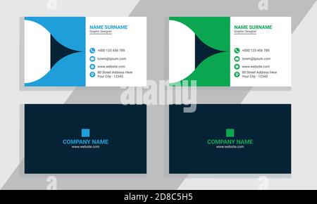 Creative and Clean Double-sided Business Card Template. Flat Design Vector Illustration. Stock Vector