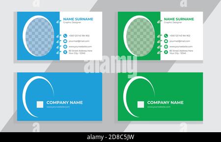 Creative and Clean Double-sided Business Card Template. Flat Design Vector Illustration. Stock Vector
