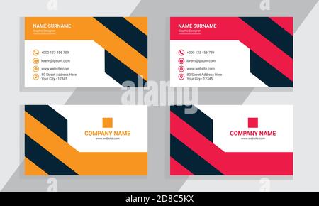 Creative and Clean Double-sided Business Card Template. Flat Design Vector Illustration. Stock Vector