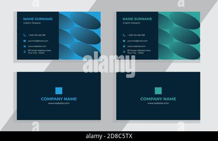 Creative and Clean Double-sided Business Card Template. Flat Design Vector Illustration. Stock Vector