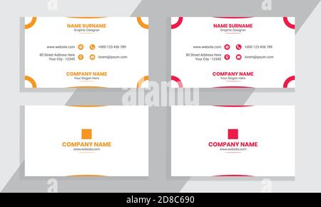 Creative and Clean Double-sided Business Card Template. Flat Design Vector Illustration. Stationery Design And Creative Dark Design For Your Business. Stock Vector