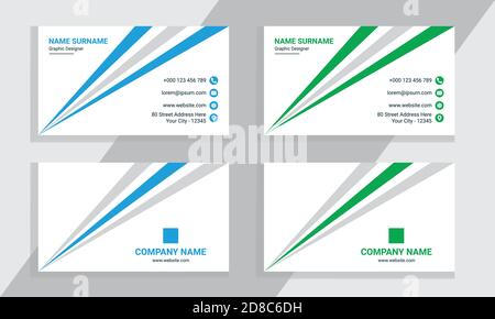 Creative and Clean Double-sided Business Card Template. Flat Design Vector Illustration. Stationery Design And Creative Dark Design For Your Business. Stock Vector