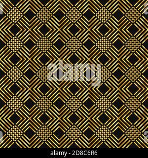 seamless rich geometrical pattern luxury gentle collection of golden minimalistic elements on dark royal grey background. endless vector illustration for packaging design textile wrapping paper cards gift boxes Stock Vector